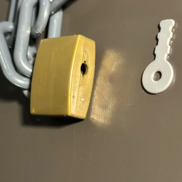 SOLD.    Handmade by Meee Plastic Chain And Lock Necklace - Picture 3 of 5